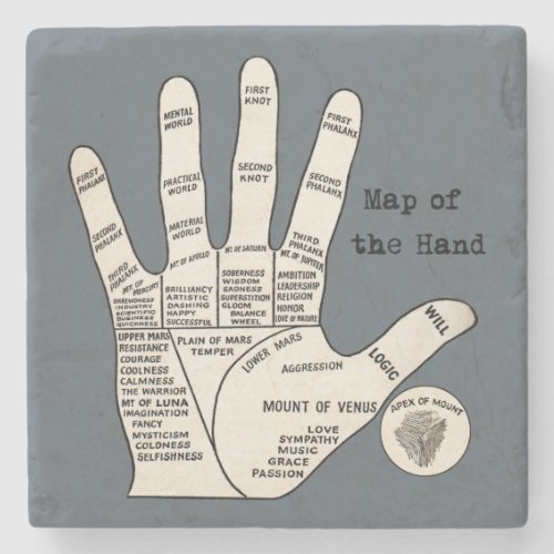 Vintage palm reading palmistry fortune stone coaster