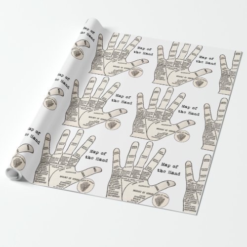 Vintage palm reading palmistry fortune wrapping paper