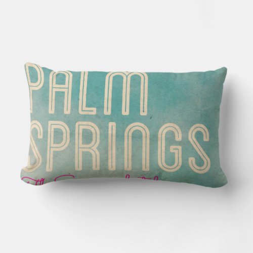 Vintage Palm Spring Hotel Lumbar Pillow