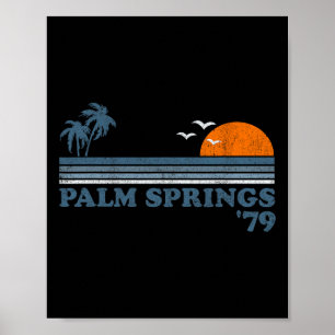 Vintage Palm Springs Beach California Retro Surfin Poster