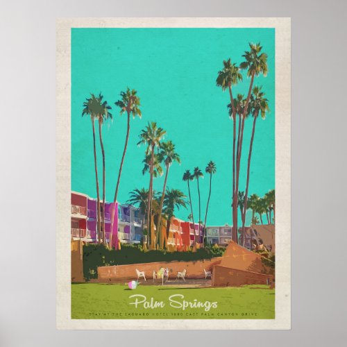 Vintage Palm Springs Summer travel Poster