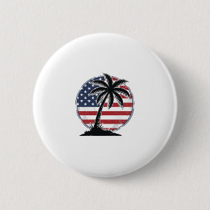 Vintage Palm Tree American Flag Summer Shirt_1 Button