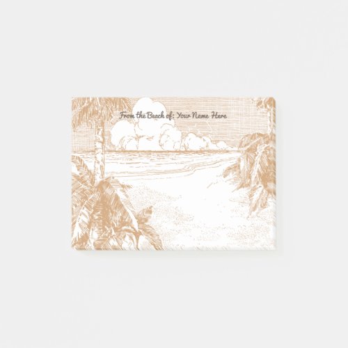 Vintage Palm Tree Beach Etching Custom Post its Post_it Notes