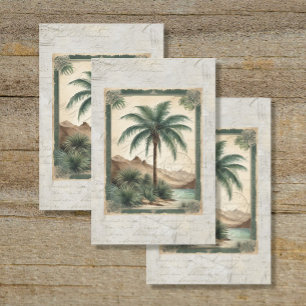 Vintage Palm Tree Beach Ocean Ephemera Decoupage Tissue Paper