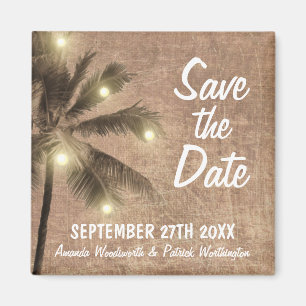 Vintage Palm Tree Beach Save the Date Magnets