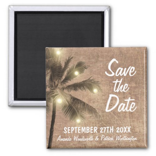 Vintage Palm Tree Beach Save the Date Magnets