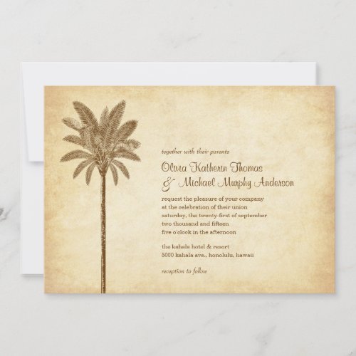 Vintage Palm Tree Beach Wedding Invitations