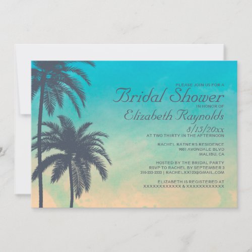 Vintage Palm Tree Bridal Shower Invitations
