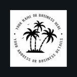 Vintage Palm Tree Business Name Return Address Self-inking Stamp<br><div class="desc">Personalized rubber stamp for your holiday mailing return address, small business professional logo and custom info. Vintage and classic design to add some personal touch to your mail and package. Customize the text with your name or business name, address and contact information. Use the Design Tool to further edit the...</div>