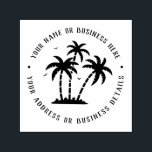 Vintage Palm Tree Business Name Return Address Self-inking Stamp<br><div class="desc">Personalized rubber stamp for your holiday mailing return address, small business professional logo and custom info. Vintage and classic design to add some personal touch to your mail and package. Customize the text with your name or business name, address and contact information. Use the Design Tool to further edit the...</div>