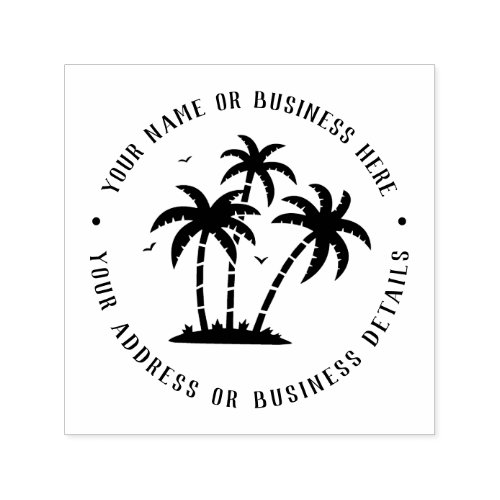 Vintage Palm Tree Business Name Return Address Self_inking Stamp