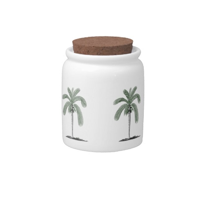 Vintage Palm Tree Candy Jar (Front)