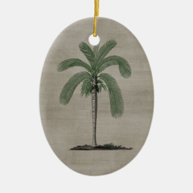 Vintage Palm Tree Ceramic Ornament (Front)