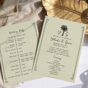 Vintage Palm Tree Elegant Wedding Ceremony Program