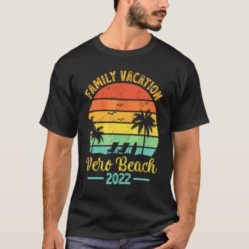 Vintage Palm Tree Family Vacation 2022 Florida Ver T_Shirt