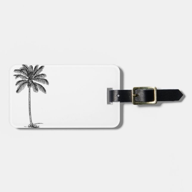 Vintage Palm Tree Luggage Tag (Front Horizontal)