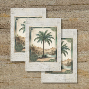 Vintage Palm Tree Ocean Beach Ephemera 2 Decoupage Tissue Paper