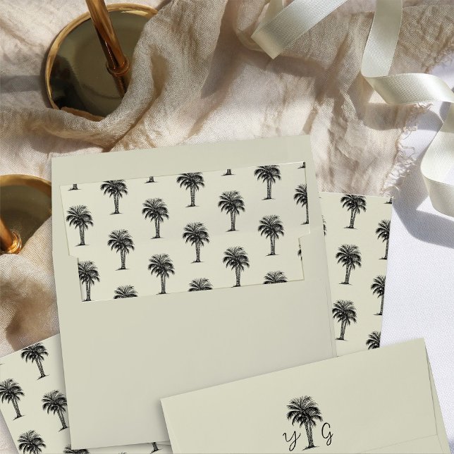 Vintage Palm Tree Pattern Envelope Liner (Palm Tree Pattern envelope liner - from my Vintage Palm Wedding Collection)
