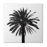 Vintage palm tree silhouette custom Ceramic Tile<br><div class="desc">Vintage palm tree silhouette custom Ceramic Tile. Trendy tiles for home decorations like bathroom or kitchen wall. Add your own personalized text or image optionally. White or custom color background. Available in big and small sizes. Tropical design,  great for backsplash and other decor in beach home.</div>