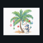 Vintage Palm Tree Snowman Tropical Christmas Deck  Holiday Postcard<br><div class="desc">Vintage Palm Tree Snowman Tropical Christmas Deck The Palms</div>