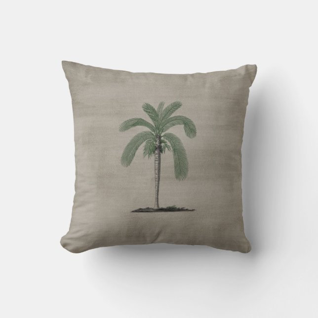 Vintage Palm Tree Throw Pillow (Front)