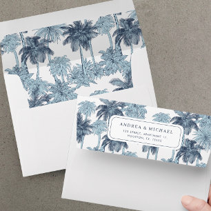 Vintage Palm Tree Toile De Jouy Victorian Wedding Envelope