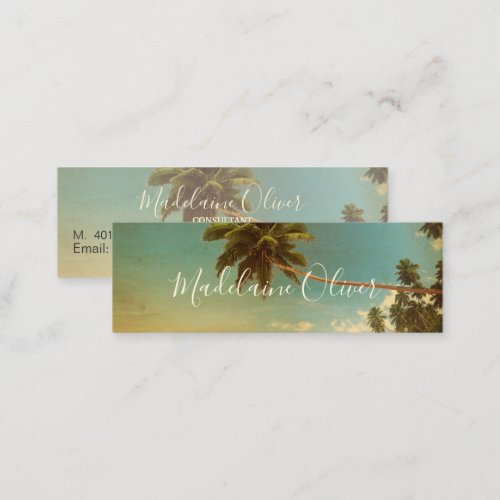 Vintage Palm Tree Tropical Beach Elegant Mini  Mini Business Card