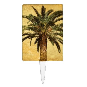 Vintage Palm Tree - Tropical Customized Template Cake Topper by SilverSpiral at Zazzle