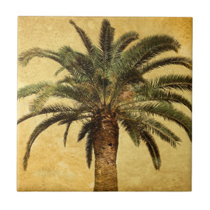 Vintage Palm Tree - Tropical Customized Template Ceramic Tile