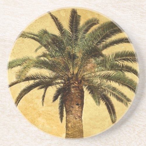 Vintage Palm Tree _ Tropical Customized Template Coaster