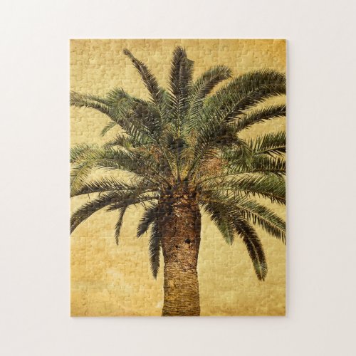 Vintage Palm Tree _ Tropical Customized Template Jigsaw Puzzle