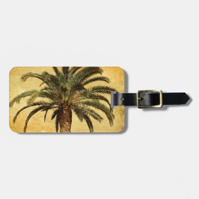 Vintage Palm Tree - Tropical Customized Template Luggage Tag (Front Horizontal)