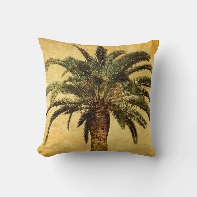 Vintage Palm Tree - Tropical Customized Template Throw Pillow (Front)