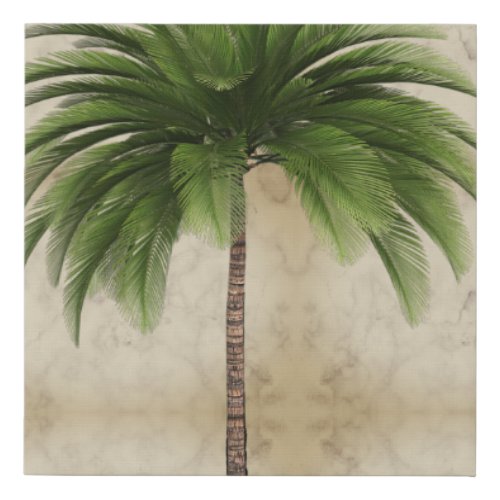 Vintage Palm Tree Tropical Elegant Marble Faux Canvas Print