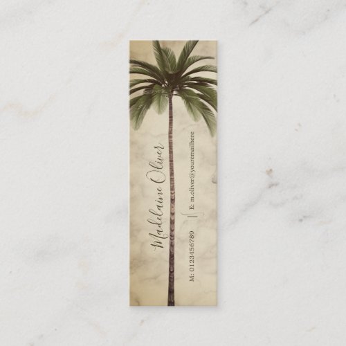 Vintage Palm Tree Tropical Elegant Marble Mini Business Card