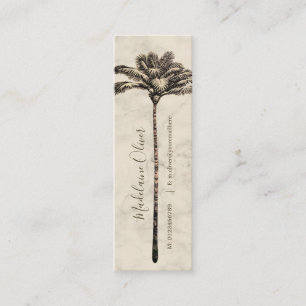 Vintage Palm Tree Tropical Elegant Marble Mini Business Card