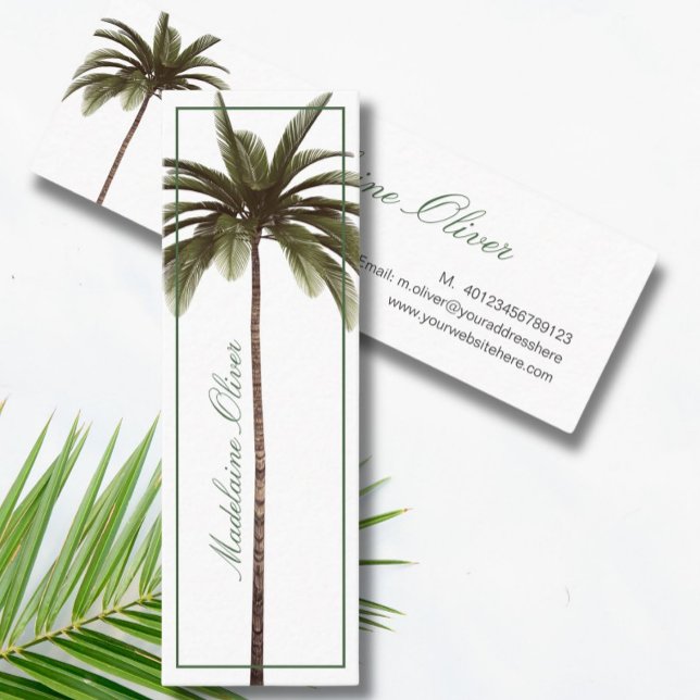 Vintage Palm Tree Tropical Elegant Mini Business Card (Creator Uploaded)