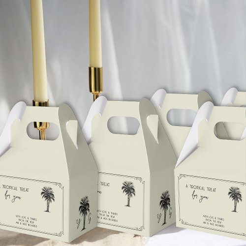 Vintage Palm Tree Tropical Treat Wedding Favor Boxes