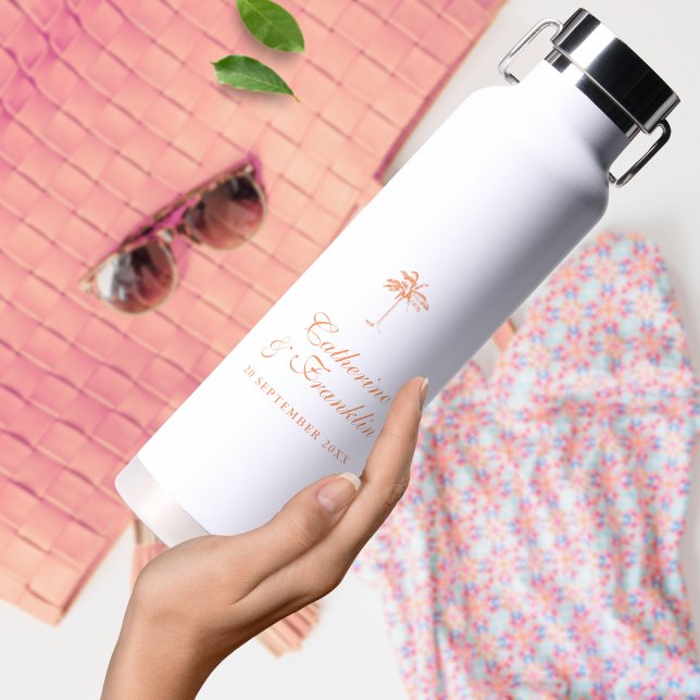 Vintage Palm Tree Tropical Water Bottle (Creator Uploaded)