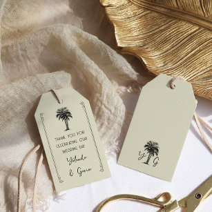 Vintage Palm Tree Wedding Bridal Party Gift Tags
