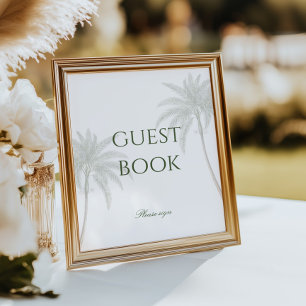 Vintage Palm Tree Wedding Guest Book Poster