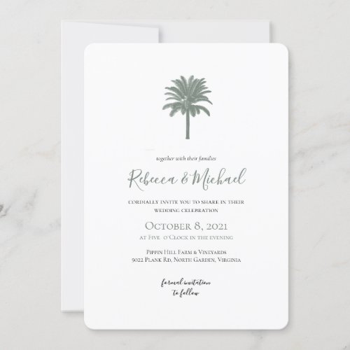 Vintage Palm Tree Wedding Invitation