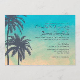 Vintage Palm Tree Wedding Invitations