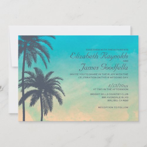 Vintage Palm Tree Wedding Invitations