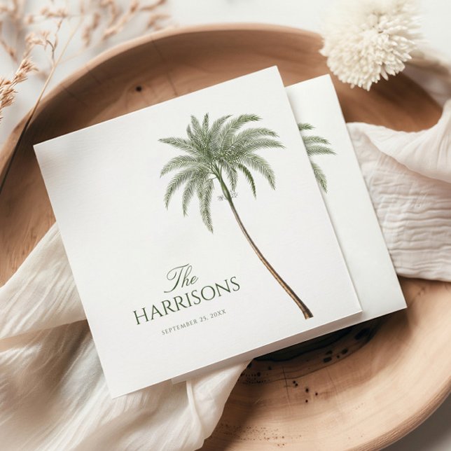 Vintage Palm Tree Wedding Napkins (Creator Uploaded)