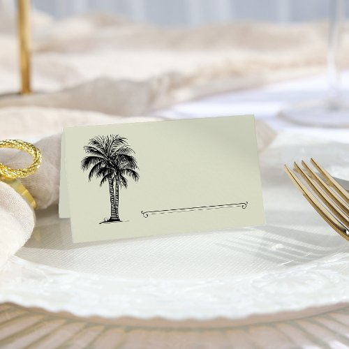 Vintage Palm Tree Wedding Reception Table Place Card