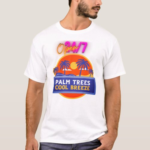 Vintage Palm Trees and Cool Breeze Vibe Retro  T_Shirt