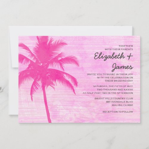 Vintage Palm Trees Beach Wedding Invitations