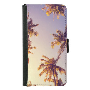 Vintage Palm Trees Blue Sky Samsung Galaxy S5 Wallet Case