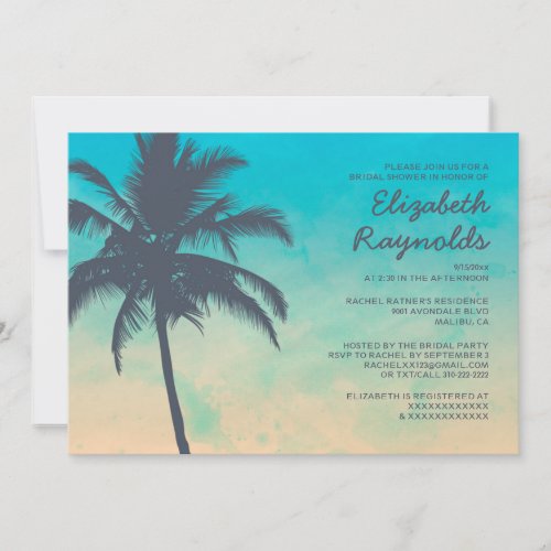 Vintage Palm Trees Bridal Shower Invitations